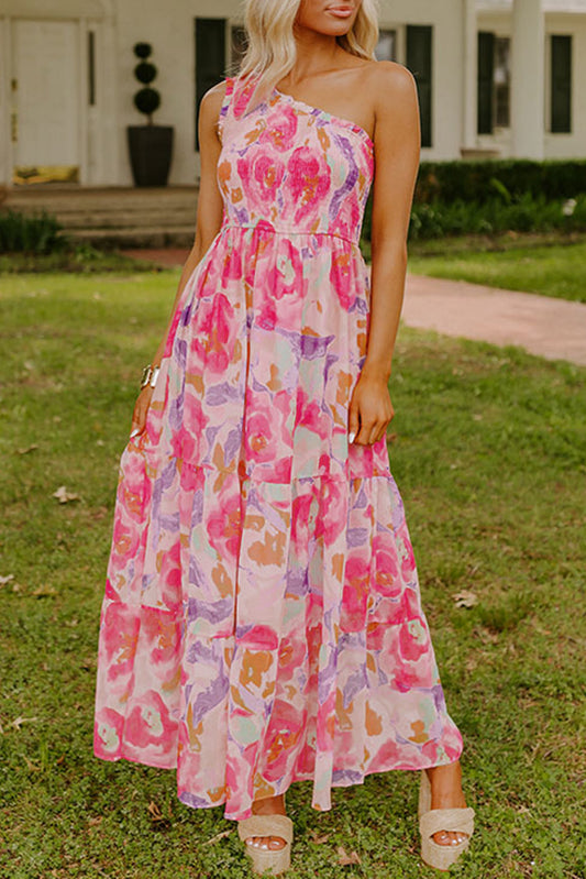 One Shoulder Garden Maxi Dress